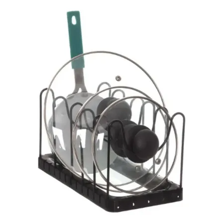 Organizador De Tampas E Frigideiras Para Armário De Cozinha Cor Preto