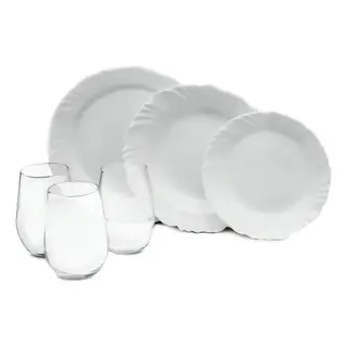 Aparelho De Jantar Pétala 24 Peças Duralex Opaline Cor Branco Liso Aparelho De Jantar Pétala 24 Peças Duralex Opaline Cor Branco Liso