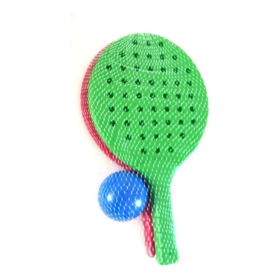 Juego Paletas Plastico Tipo Paddle Con Pelota Y Bolsa De Red