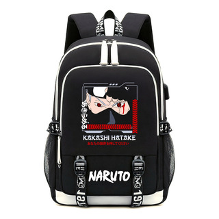 Pt T F- Mochila Naruto Mochila Escolar Kakashi Negra Con Pt T F- Mochila Naruto Mochila Escolar Kakashi Negra Con