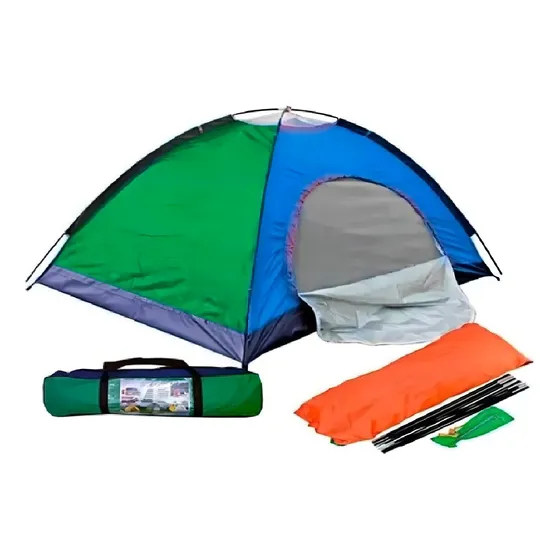 Carpa Camping 3 Personas Acampar 200cmx150cmx115 Aventura Color Verde