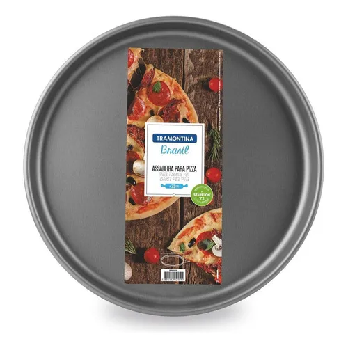 Pizzera Teflón Antiadherente Molde Pizza Tramontina 35 Cm Color Negro