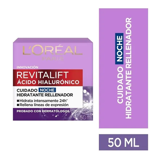 Crema L'oréal Hialurónico Noche - mL a $1200