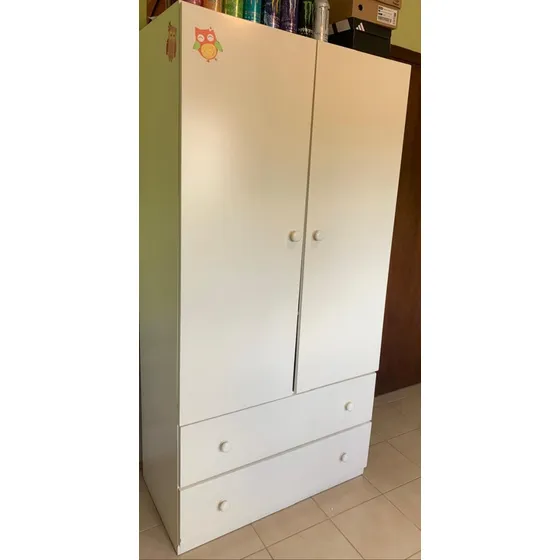 Ropero Para Dormitorio 2 Puertas Y Amplios Cajones. Blanco
