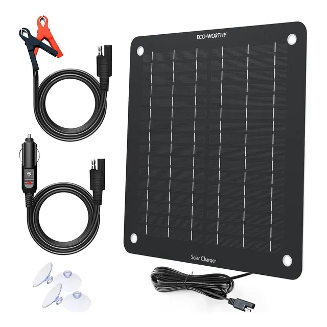 Cargador Solar Bateria Coche Motocicleta Chicote 12v 5w