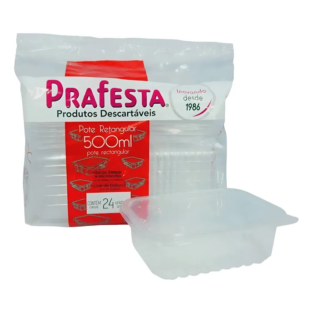 144un Pote Descartável 500ml Freezer Microondas Marmita Cristal
