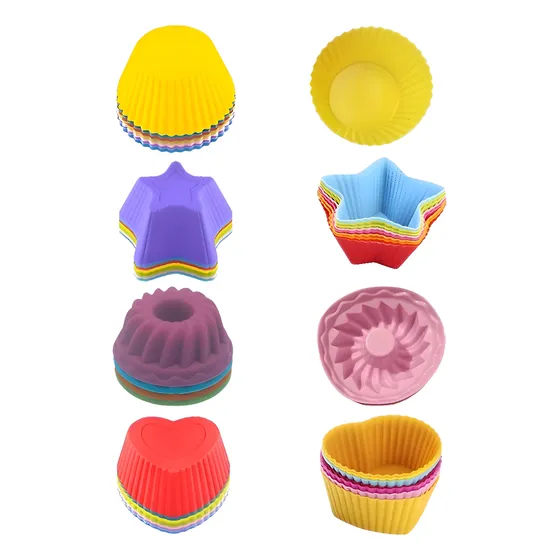 Conjunto 12 Forminhas Em Silicone Para Bolo Cupcake Muffin