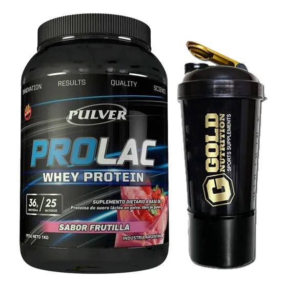 Whey Protein Prolac Pulver 1kg Sin Tacc+ Vaso 2 En 1 Shaker 
