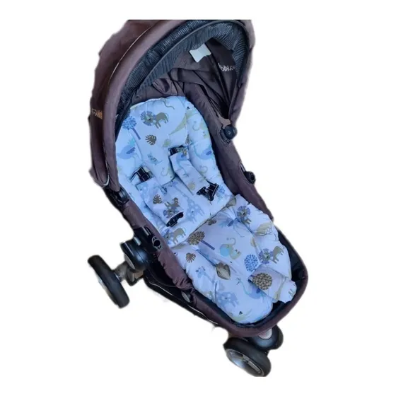 Capa De Carrinho De Bebê Universal Estampada Safari Azul