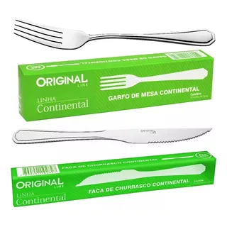 Jogo Garfo Original Faca Inox 24 Peças Restaurante Bar Buffet 3,0mm Jogo Garfo Original Faca Inox 24 Peças Restaurante Bar Buffet 3,0mm