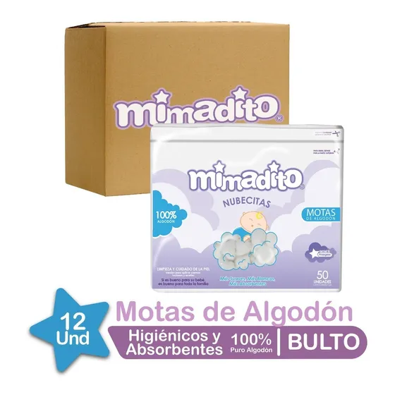 Motas De Algodón Mimadito 50 Und X Caja 24 Unidades