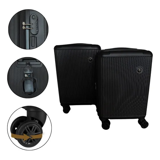 Kit 2 Malas Viagem Moderna Japão Rodas 360° Fibra Rígida Abs