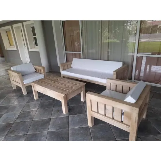 Bancos De Madera Sillas Taburetes Juego Jardín Exterior 