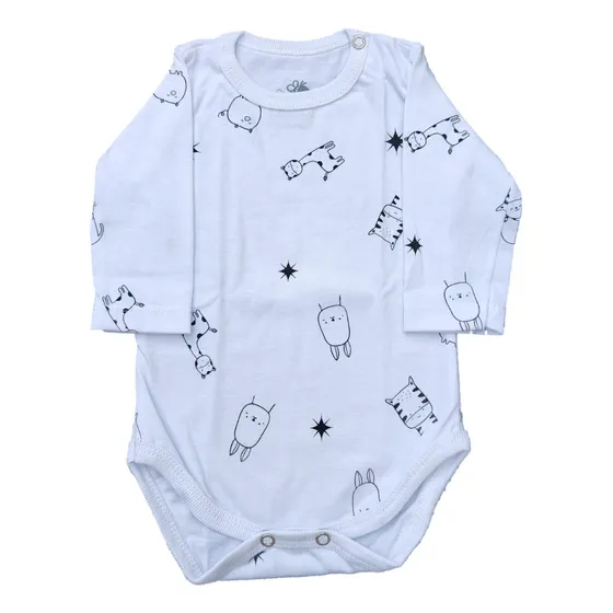 Body Bebe Manga Larga Premium 100% Estampado Animalitos