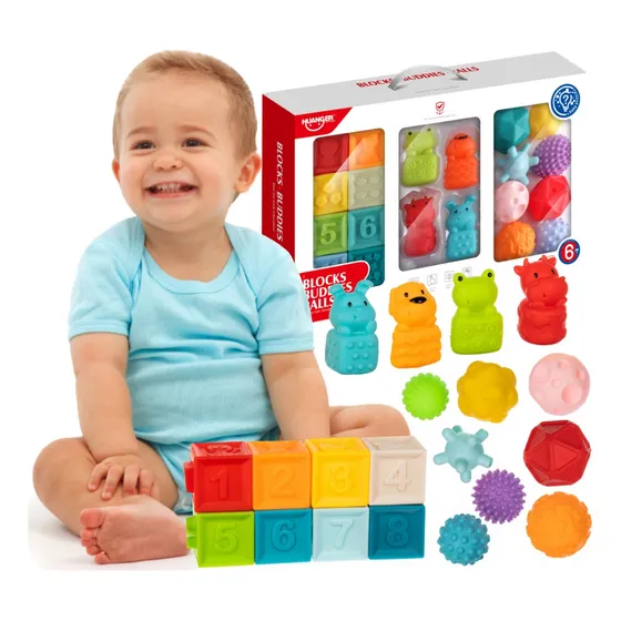 Bloques Silicona Bebe Mordillo Apilable Cubos Mvd Kids