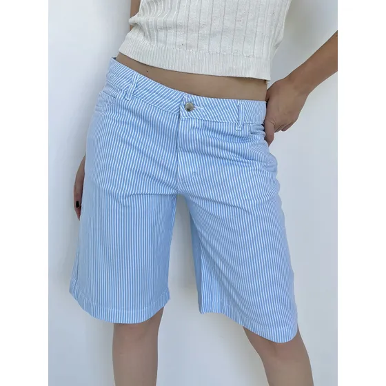Bermuda Gabardina Rayada Varios Colores Mujer Marca Loca