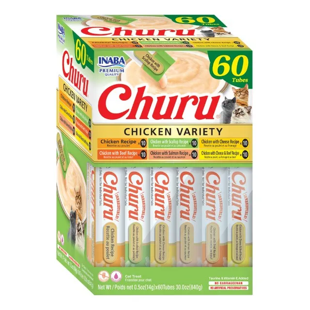 Inaba Churu Snack Gato Mix Sabor Pollo, 60 Tubitos