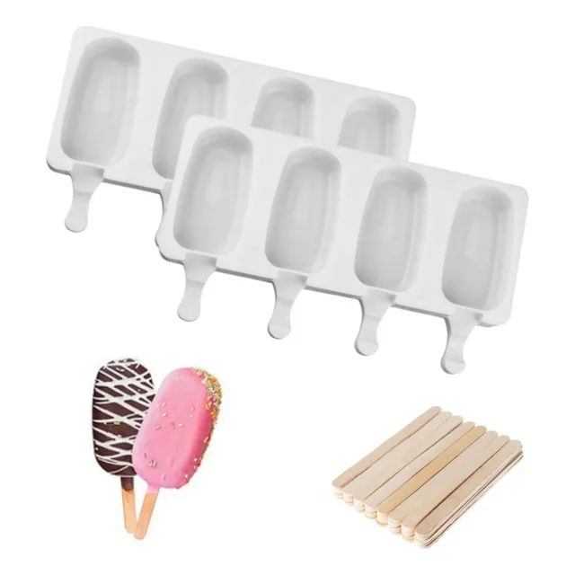 2 Moldes De Silicona Paletas Helados + 24 Palitos