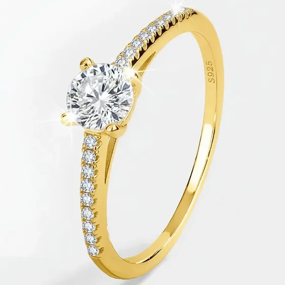 Anel Moissanite 5mm 50 Pontos De Prata 925 Banhado Ouro 18k — foto 2