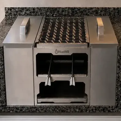 Churrasqueira A Carvão Churrasqueira Inox Para Apartamento Sem Fumaça De Bancada 50x40 MecGrill