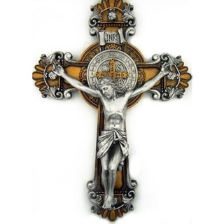 Cruz De Pared Para Exorcismo En Dos Tonos, Crucifijo De San Cruz De Pared Para Exorcismo En Dos Tonos, Crucifijo De San