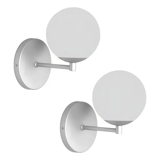 Kit 2 Arandelas Parede Jabuti Bola Globo Cabeceira Prata Cor Prateado 127/220V