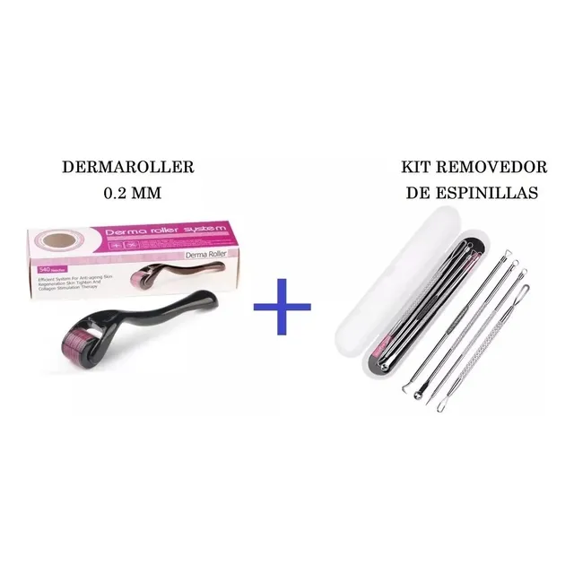 Dermaroller + Kit De Removedor De Espinillas (4 Piezas)