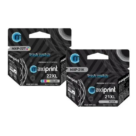 Combo Hp 21xl Negro Y 22xl Color Comp Maxiprint