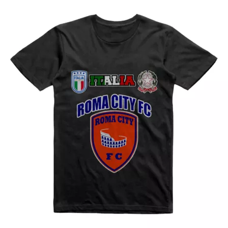 Remera Infantil Negra Roma City Fc Italia