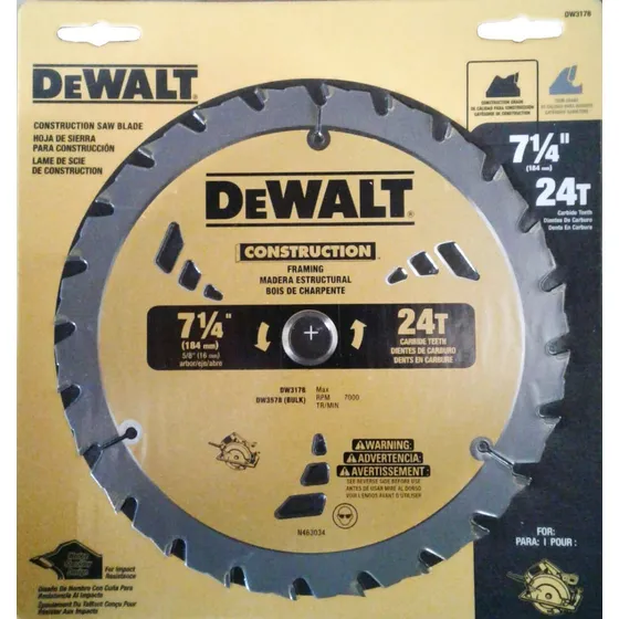 Disco Sierra Circular Dewalt 7 1/4 24 Dientes Dw3178 Madera