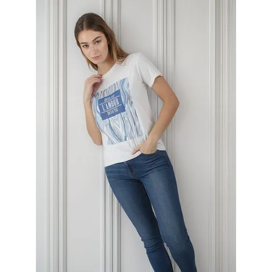 Remera Premium De La Vie Lamour Foil C/lentejuelas Gu5095