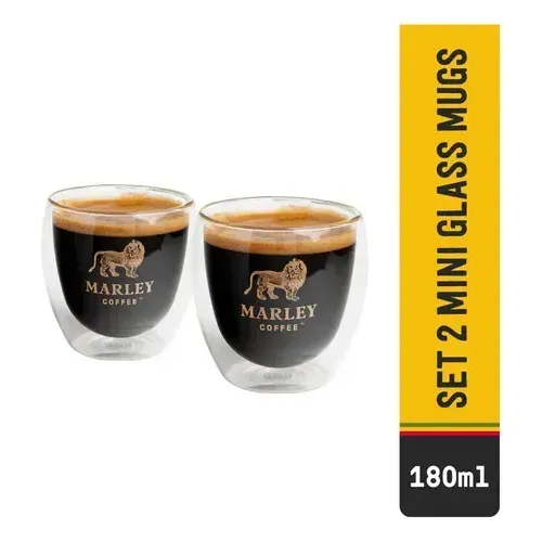 Set 2 Marley Mugs Espresso De Vidrio 180 Ml Blanco