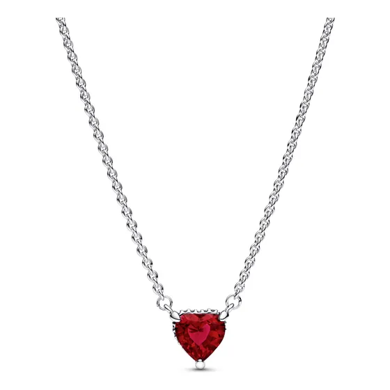 Collar Pandora Collier Con Pendiente Halo De Corazón Reluciente Color Rojo
