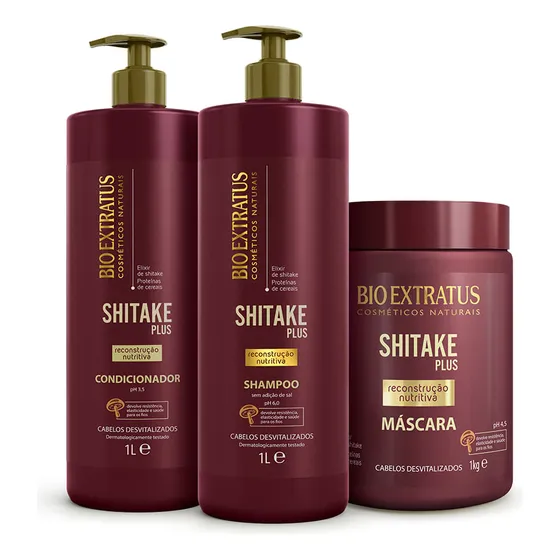 Kit Bioextratus Shitake Cabelos Desvitalizados Litrão Ofert