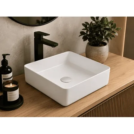 Cuba De Apoio Quadrada Slim 36cm Branco Everfort Branco Esmaltado