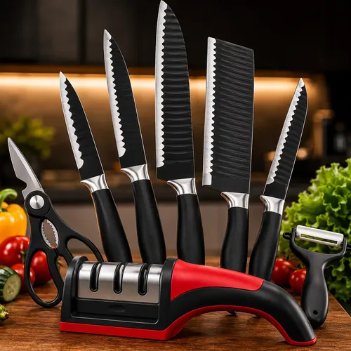 Kit utensílios jogo 11 peças facas para cozinha e churrasco