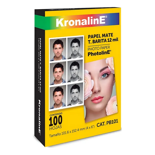 Papel Fotografico Barita Mate 4x6 100h Kronaline Pb101 Color Blanco