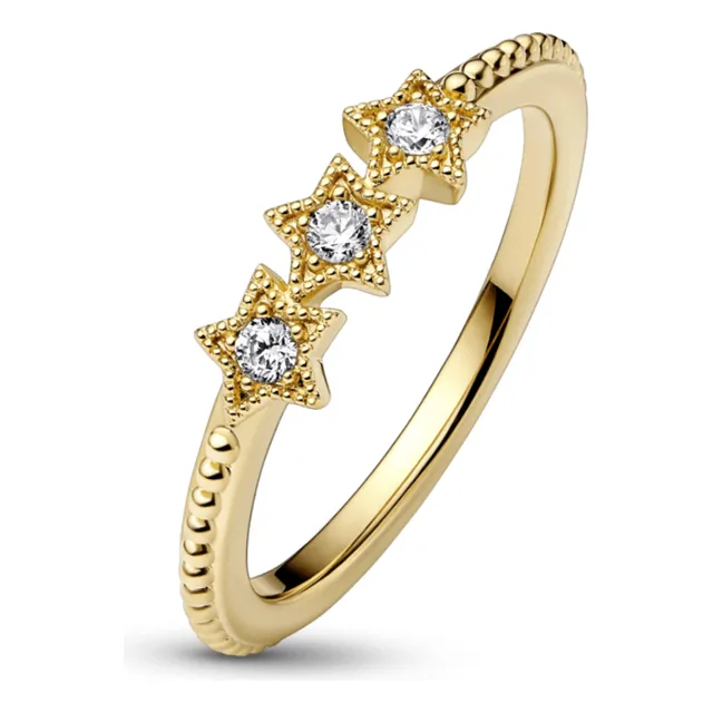 Anillo De Promesa Estrella Celestial Plata Ley S925/ Oro 14k