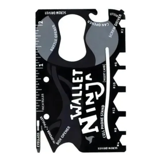 Herramienta de supervivencia multifuncional para acampar con tarjetas de acero inoxidable, color negro | Cuotas sin interés