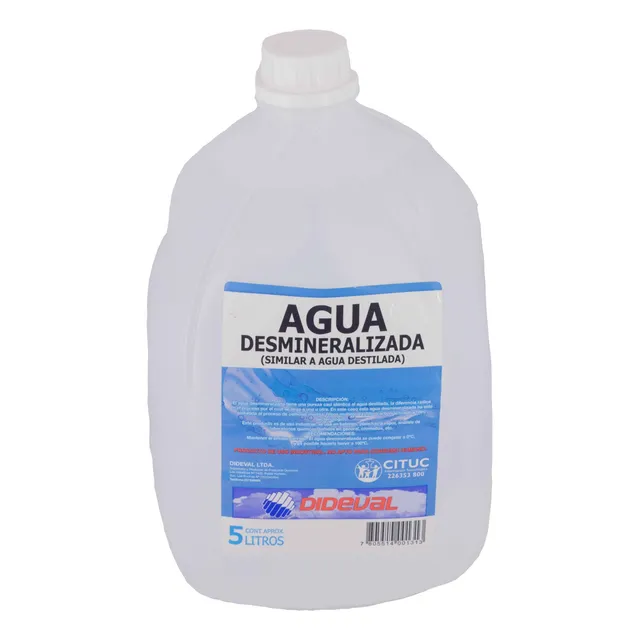 Agua Destilada Desmineralizada Bidon 5lts Dideval Caja 4 Und