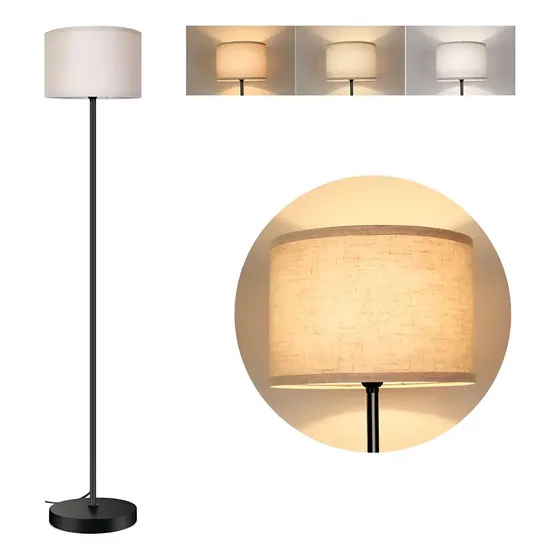 Lámpara de Pie Haiton AL-111 Base Metal Negra Pantalla Plástica Blanca E27 145cm