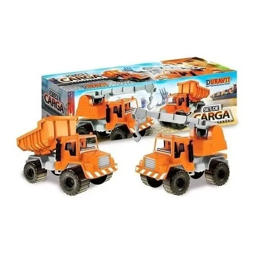 Camion Volcador Y Camion Guinche Duravit Completo Caja Color Naranja Personaje GUINCHE DE CARGA