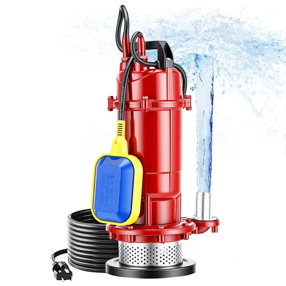 1200w Bomba Sumergible Para Agua SUZWIP Metálica Inoxidable Limpia/Sucia 1.6hp 280l/min Hasta 45m Con 10m Cable De Alimentación