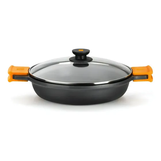 Cacerola Baja 30 Cm Aluminio Fundido Antiadherente Bra Inducción Color Negro