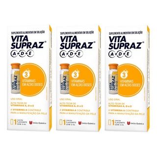 Kit 3 Vita Supraz A+d+e Flaconete 3ml - União Quimica Kit 3 Vita Supraz A+d+e Flaconete 3ml - União Quimica