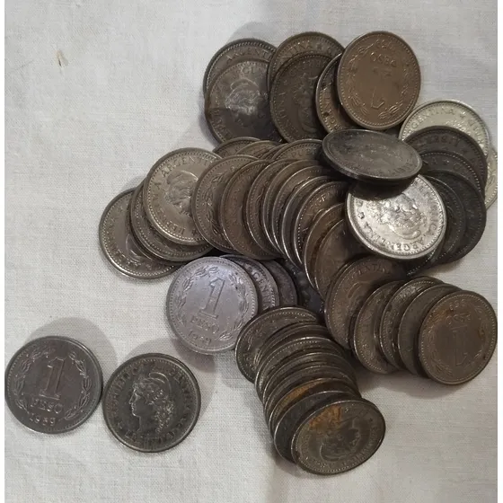 Lote De 58 Monedas De 1$ Argentino Año 1950.