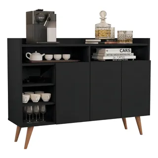 Aparador Buffet Balcão Cantinho Do Café Retro Celta - Preto Aparador Buffet Balcão Cantinho Do Café Retro Celta - Preto