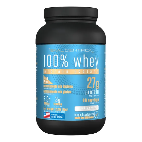 Whey Protein 100% Isolate Baal Cientifica 2.2lbs Sin Sabor