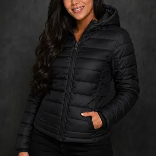 Jaqueta Puffer Feminina Bobojaco Impermeável Inverno Térmica Preto GPor Pacotinh