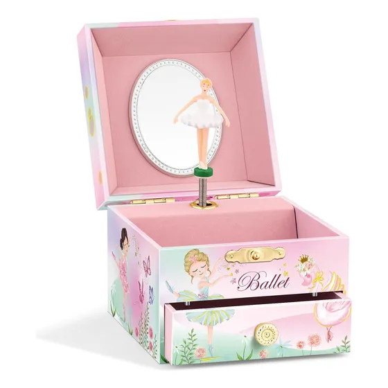 Caja De Joyería De Ballet Rosa Para Niñas Reproduce Melodía